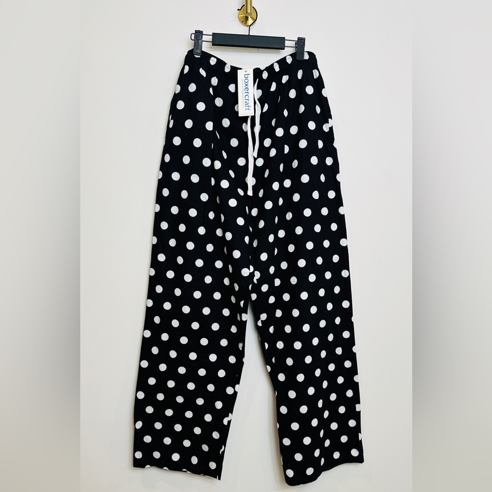 Black & White Polka Dot Drawstring Waist Pajama Pants Size 2X